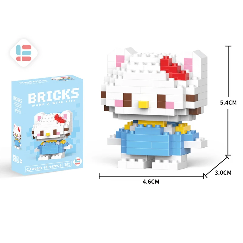 Sanrio-bloques de construcción de Hello Kitty para niños, Mini figuras de acción de Cinnamoroll Kuromi, juguetes de montaje, ladrillos, regalos de