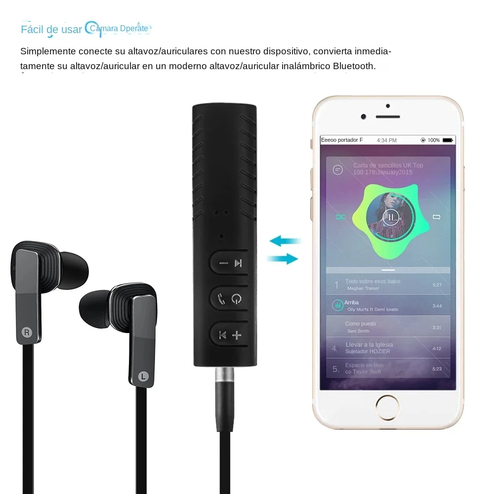 Receptor Bluetooth, adaptador transmisor inalámbrico, conector de 3,5mm para coche, AUX, Audio, estéreo, música, auriculares, adaptador receptor manos libres