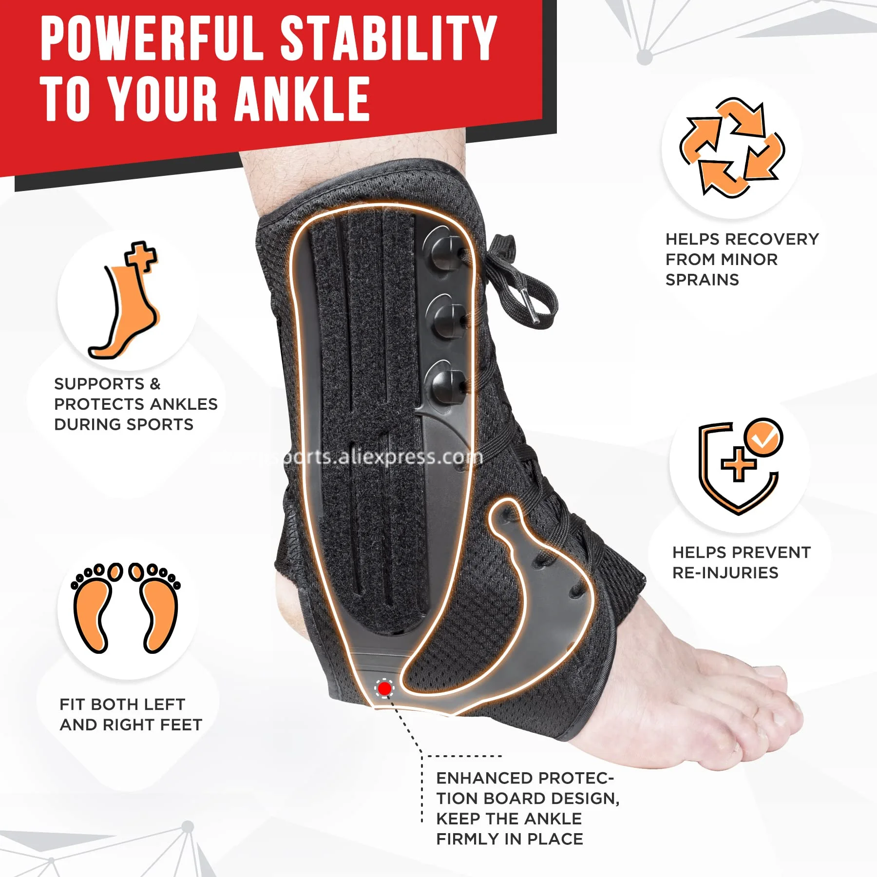 1Pc Sports Basketball Ankle Brace Support for Achilles Tendonitis Joint Pain Swelling Heel Spur Ankle Stabilizer Brace Tendon