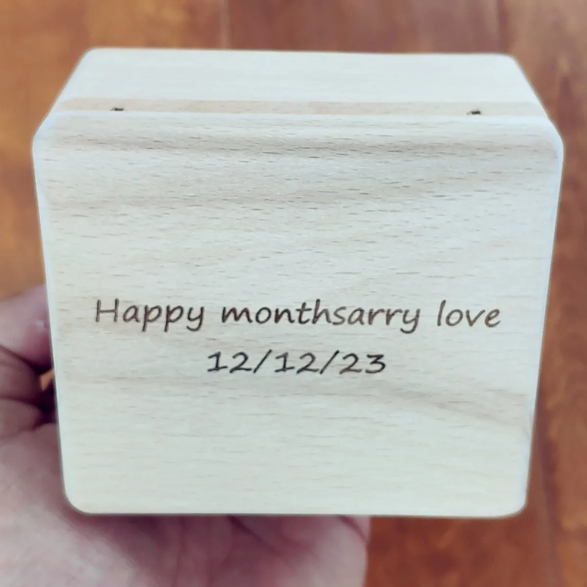 

Happy Monthsarry Love Music Box, Photo Engraving, Customized Song Play Once Open, Proposal, Anniversary, Wedding Gifts