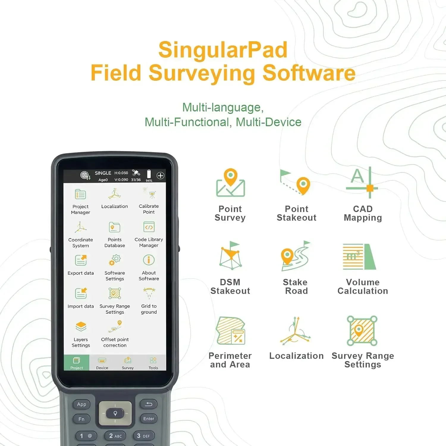 Nick SingularXYZ SingularPad Field Surveying Software Android OS Data Collecting App Program For Rtk Gnss & Total Station Survey