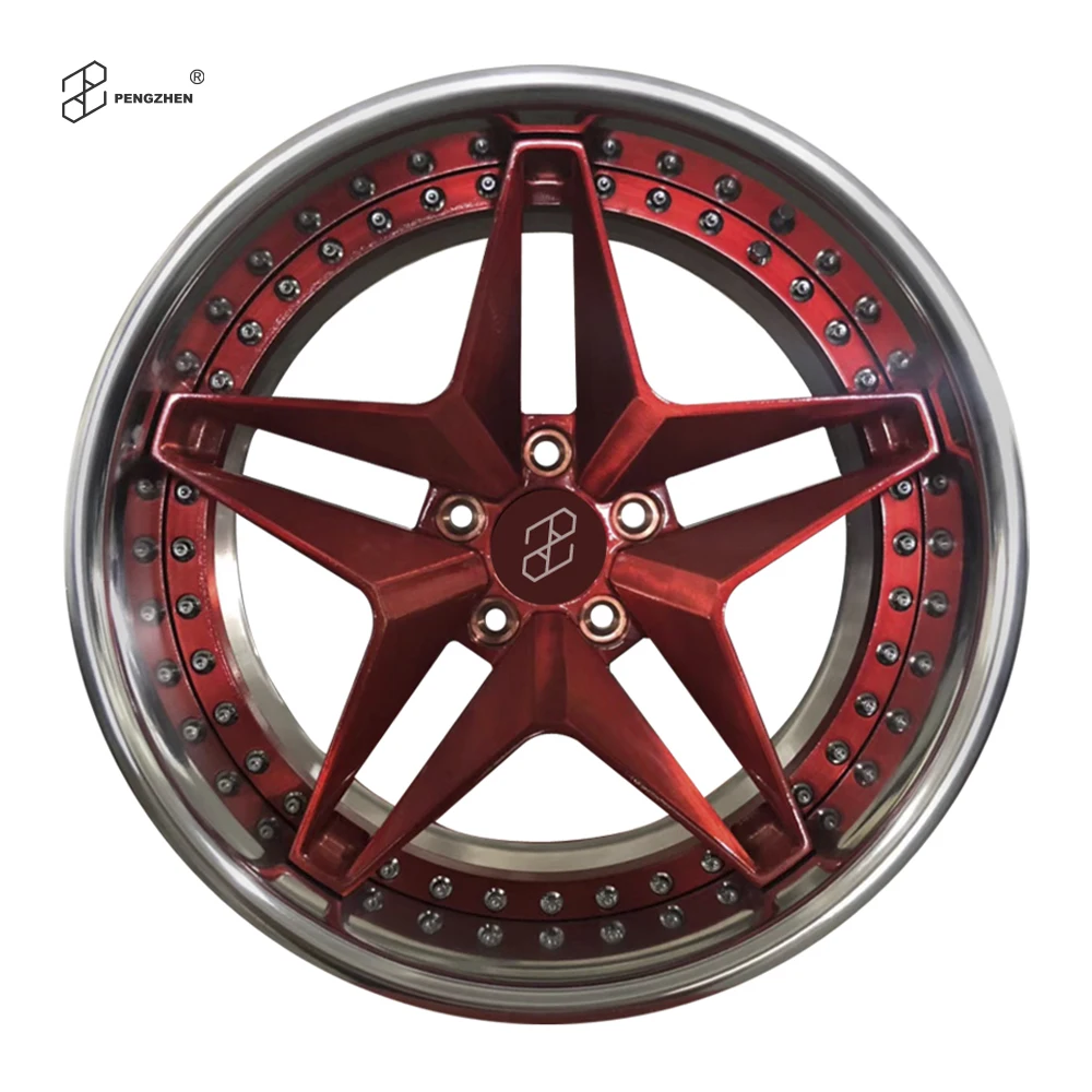 Polished Lip and Brushed Red Finishing 19 20 21 22Inch Custom Forged Passsenger Car Wheels for Do dge
