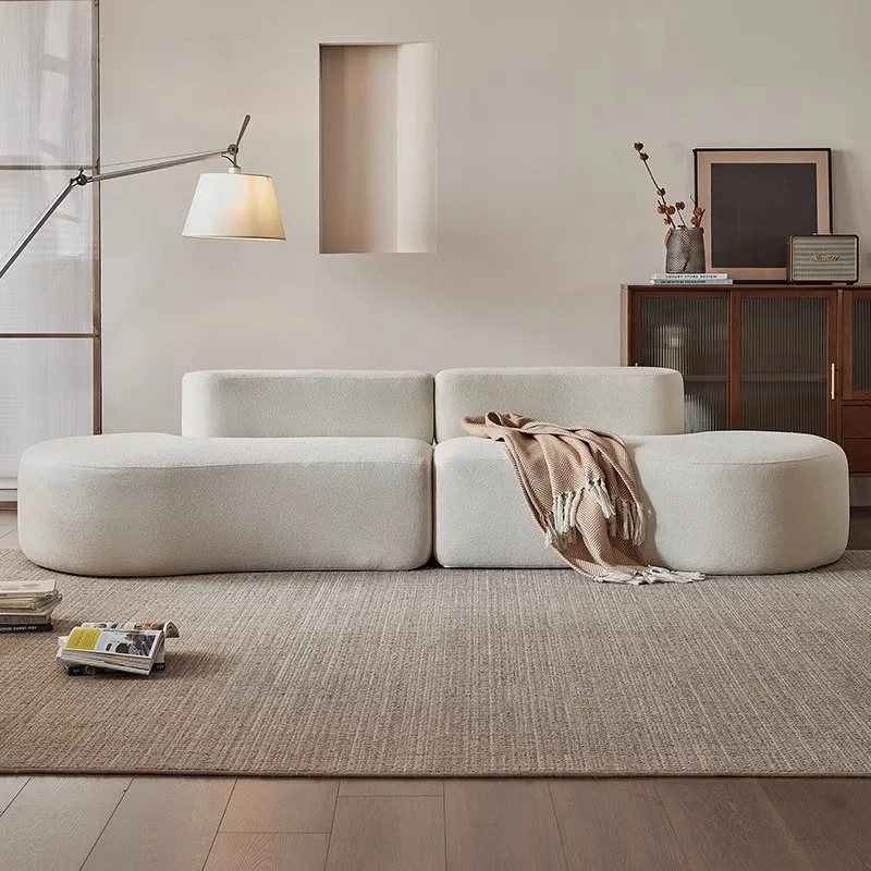 

Modern Two Seat Sectional Sofa Armless Design Fabric Cover 35 Density Sponge Filling Vacuum Wrapped Construction Living Rooms