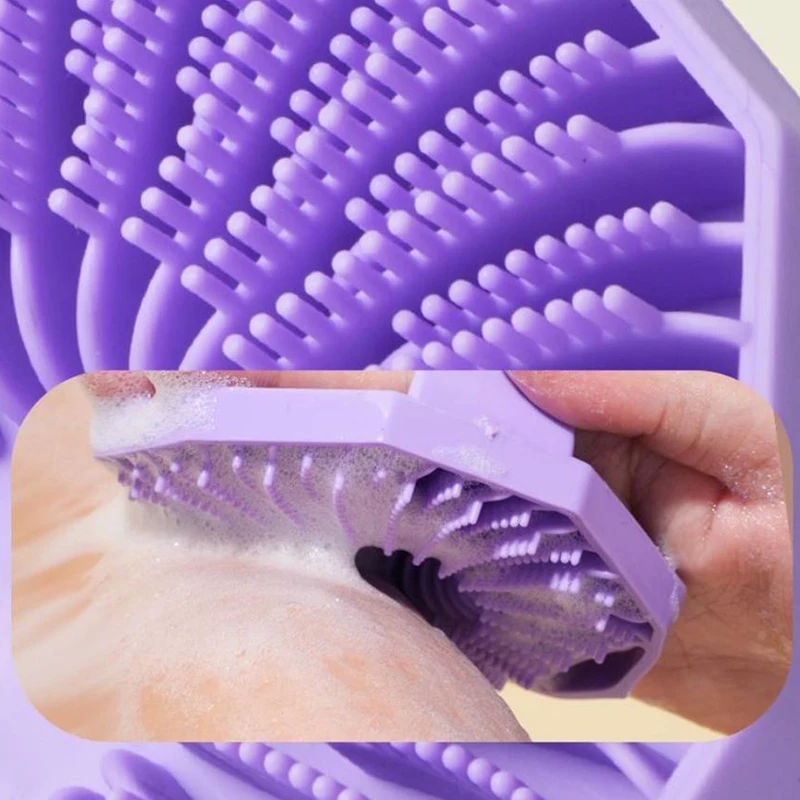 Soft Silicone Exfoliating Brush Cleanser Manual Body Cleansing Scrubber Shower Gentle Massage Bath Brush Bathroom Accessorie..~