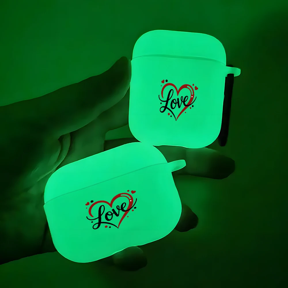 

Love Heart Night Light Luminous Silicone Earbuds Case for AirPods 1/2/3/4 Earphone Case For AirPods Pro3/Pro2/Pro Soft Cover