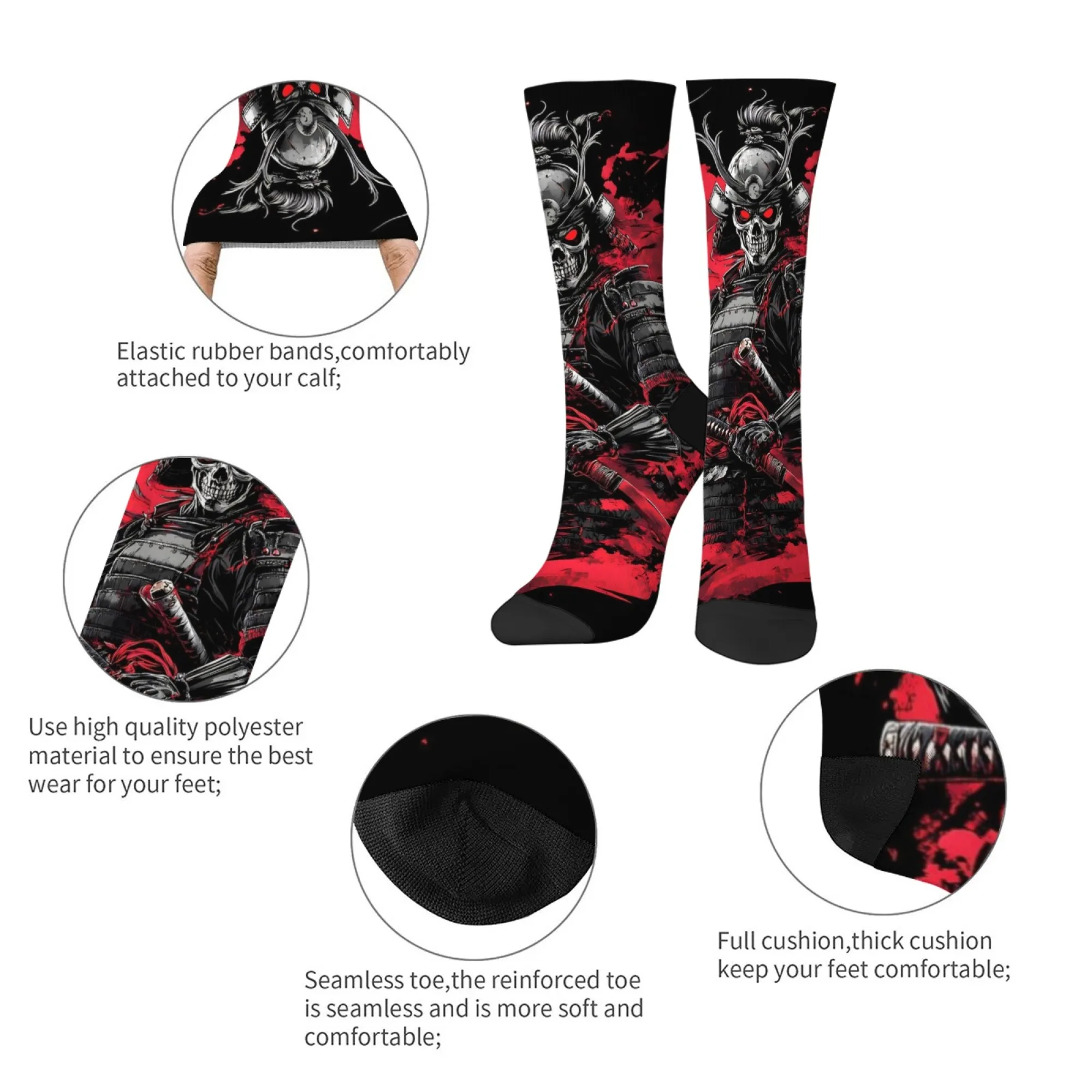 Schädel Teufel Krieger Herrensocken Retro-Stil Bequeme lässige Mode Socken Crazy Street Hip-Hop Lustige Socken Neuheit Party Geschenk