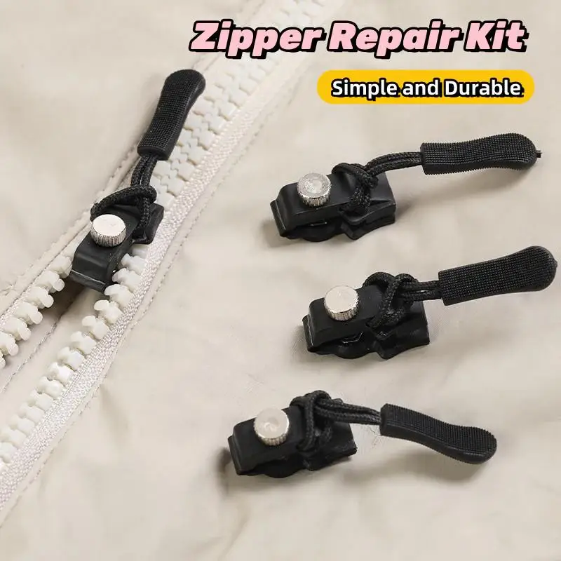 DIY Zipper Repair Kit for Sewing Projects 3 Sizes Universal Head Replacement for Outdoor Bags and Clothing Instant Solution