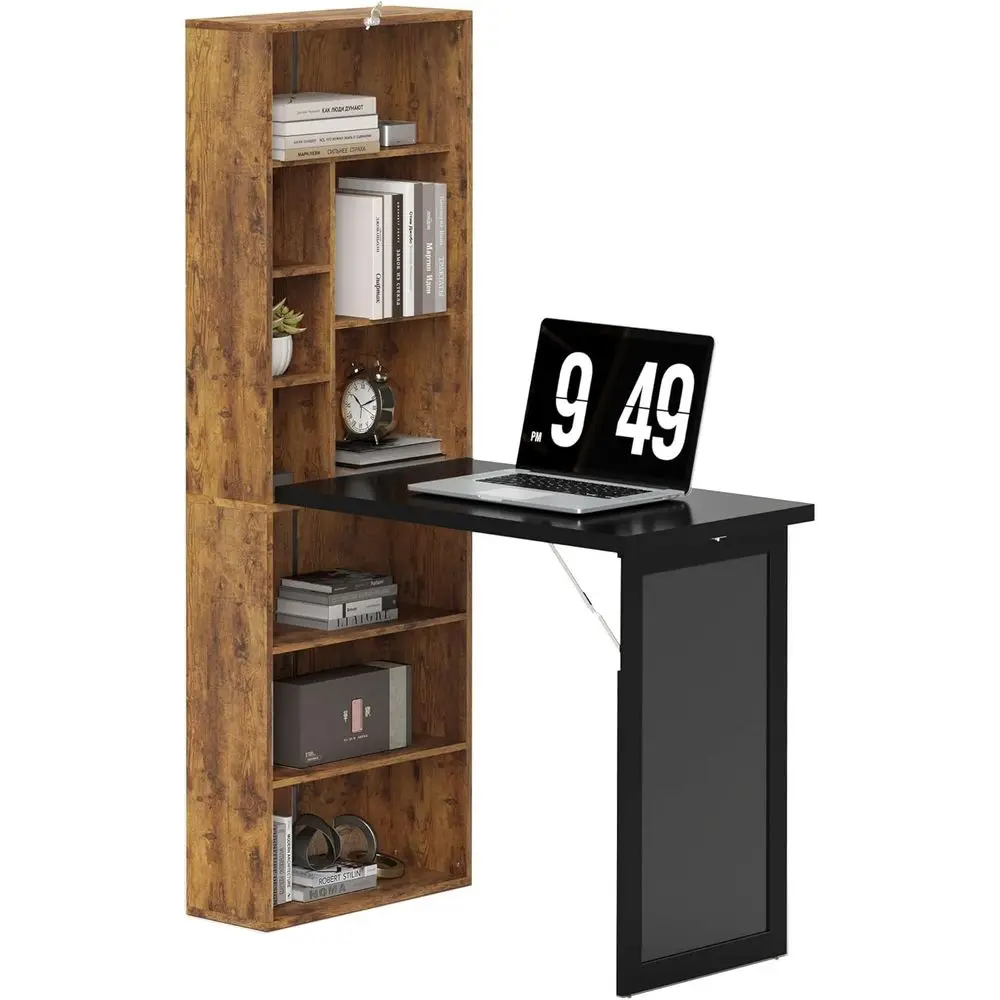 

Трансформируемый письменный стол, настенный компактный компьютерный стол с доской для письма и полками для хранения, для небольших помещений, для дома.