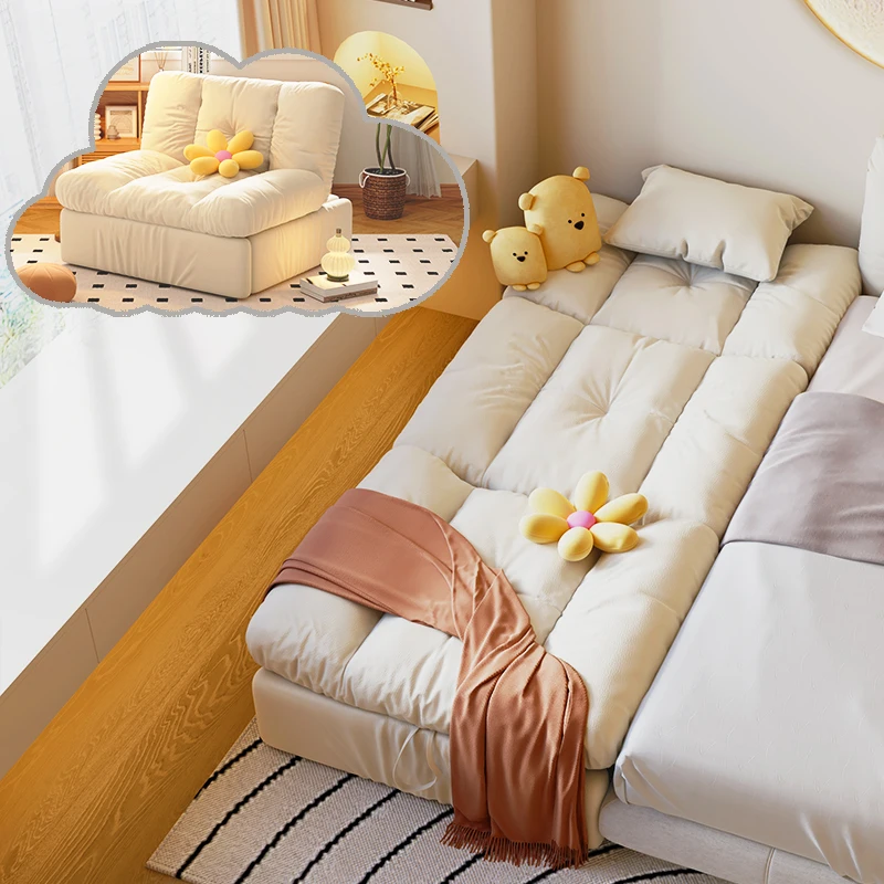 Sofa bed single folding dual-purpose 2025 new small apartment telescopic folding bed narrow cloud cream wind can be used