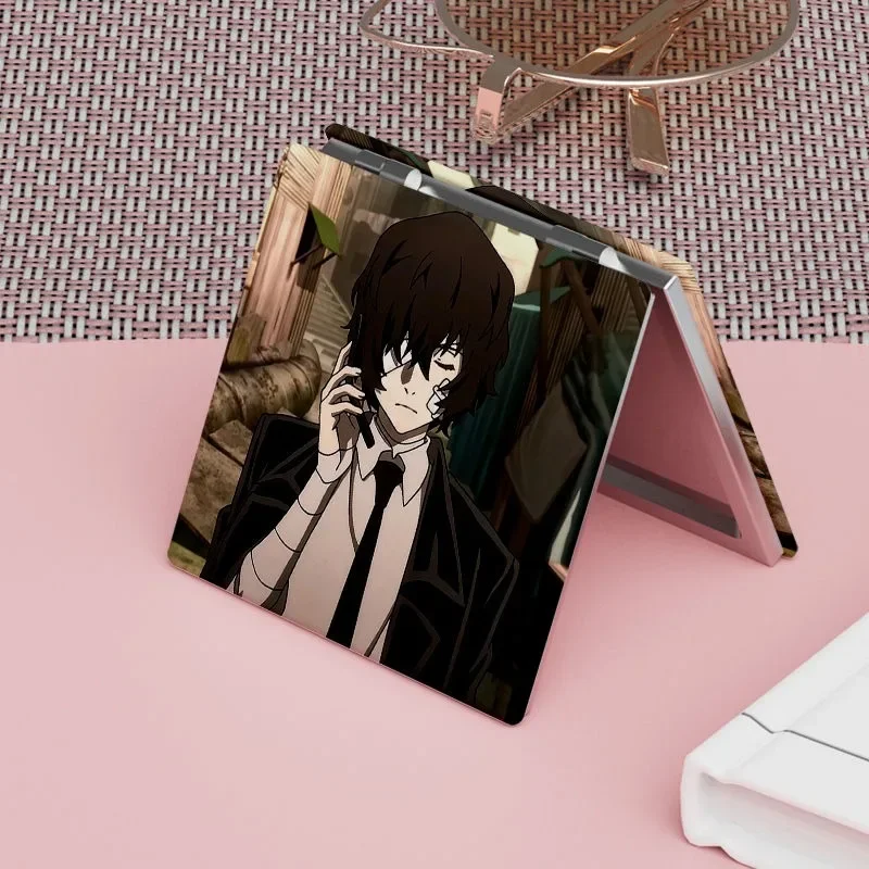 7×6cm Bungo Bungou Stray Dogs, Folding Double-sided Makeup Mirror, Anime Cute, Portable Travel, Mini, Girls, Magnifying, Square