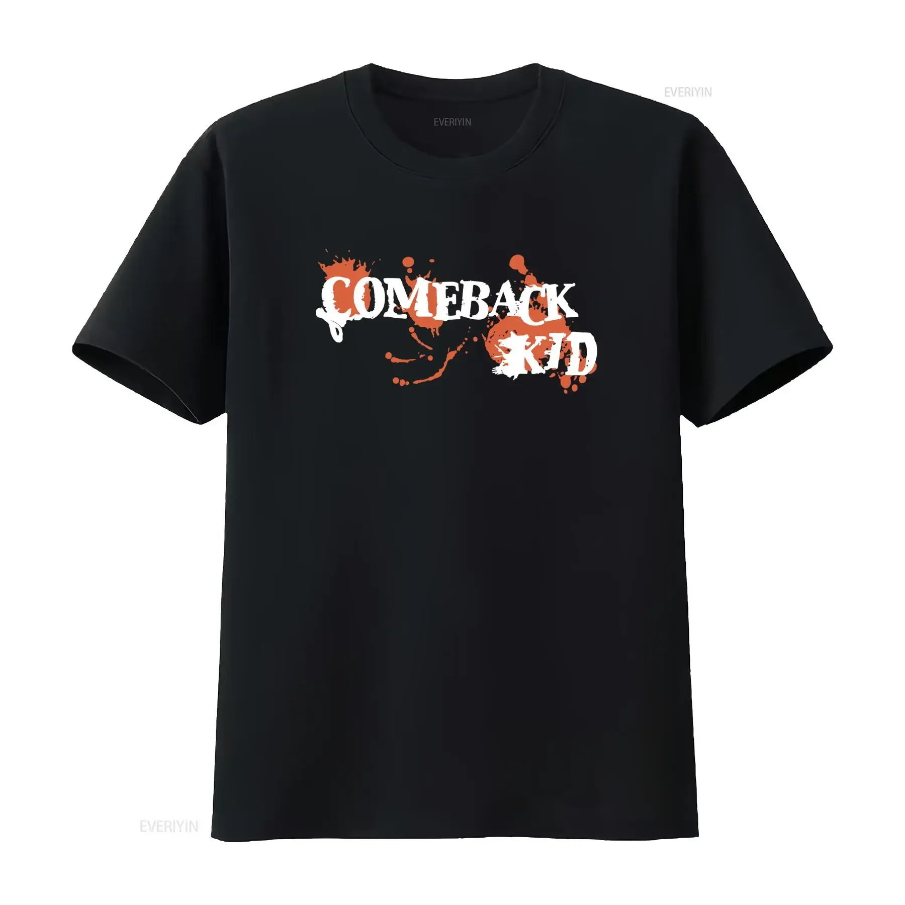 Comeback Kid Band Print T-Shirt, schwarz, schwere Baumwolle, Größen S bis 4XL, PP571, Vintage-Waschung, lässig, Unisex, Designerkleidung, leicht gewaschen
