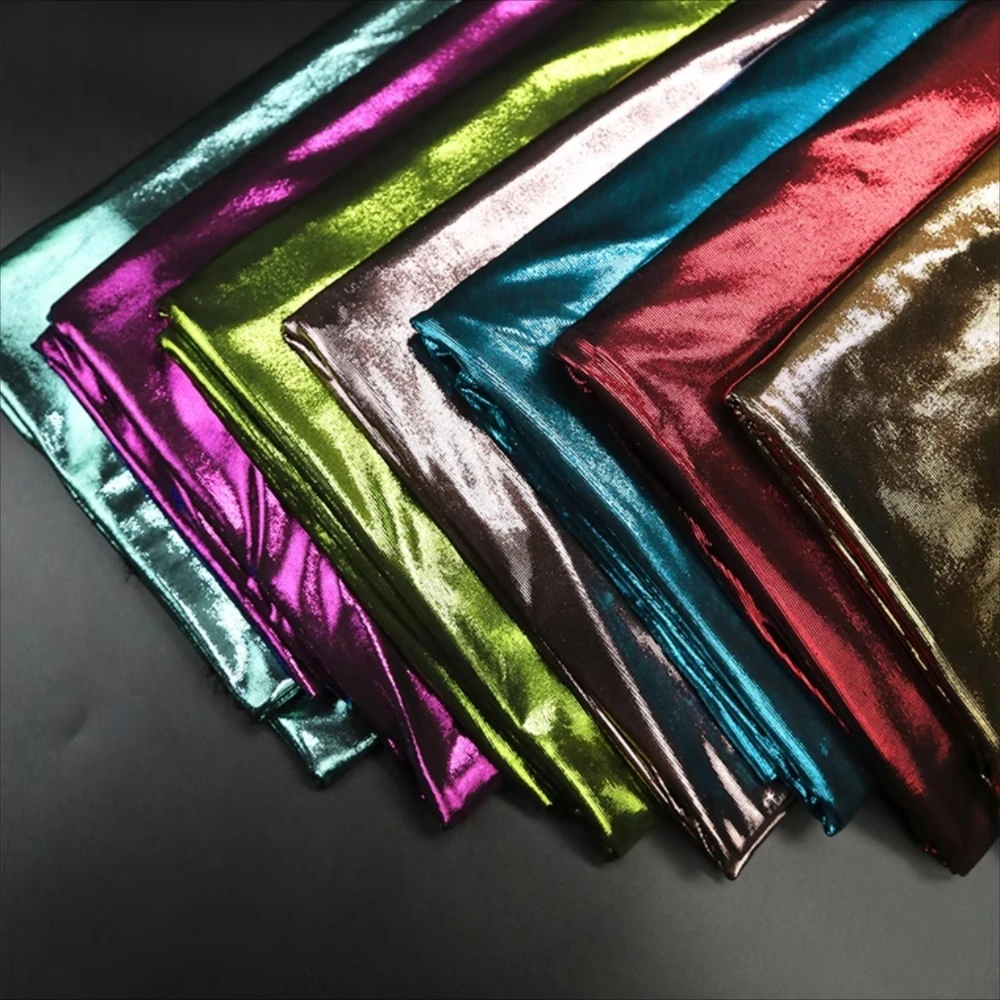 

Elastic Bronzing Glitter Fabric By Meters for Dress Skirt Formal Attire Costumes Diy Sewing Shiny Cloth Soft Glossy Silver Gold