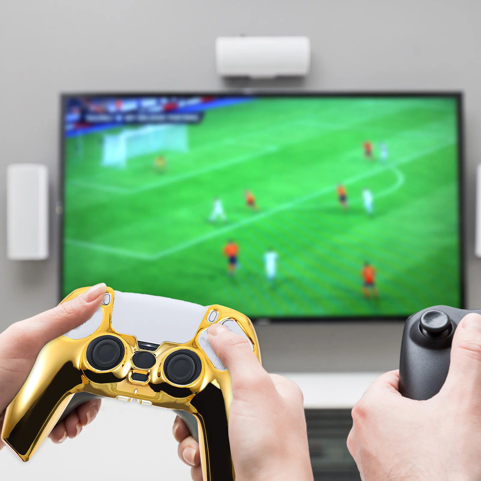 قطعة واحدة من غطاء حماية لوحة الألعاب الذهبية المطلية بالكهرباء، متين ومريح، سهل التركيب، حافظة بديلة عملية لوحدة التحكم #3