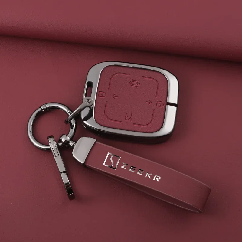

Zinc Alloy Leather Car Smart Remote Key Case Cover Protection Shell Fob Bag For ZEEKR 001 009 NFC Keyless Keychain Accessories