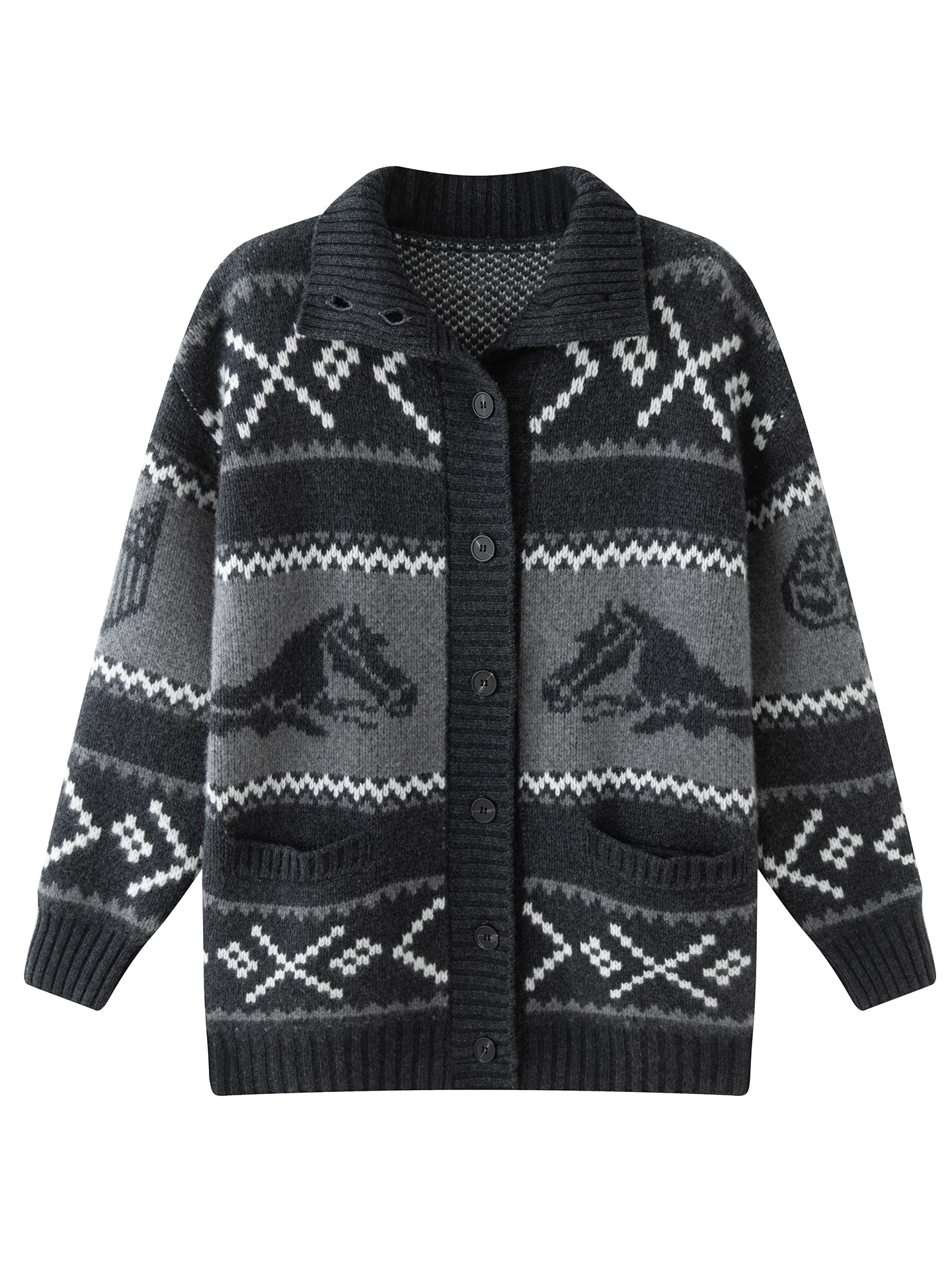 

Light Luxury Woman 100% Cashmere Sweater Thick Ladies Autumn Winter Knitted Cardigan Long Sleeve Clothing Tops Loose Outerwear