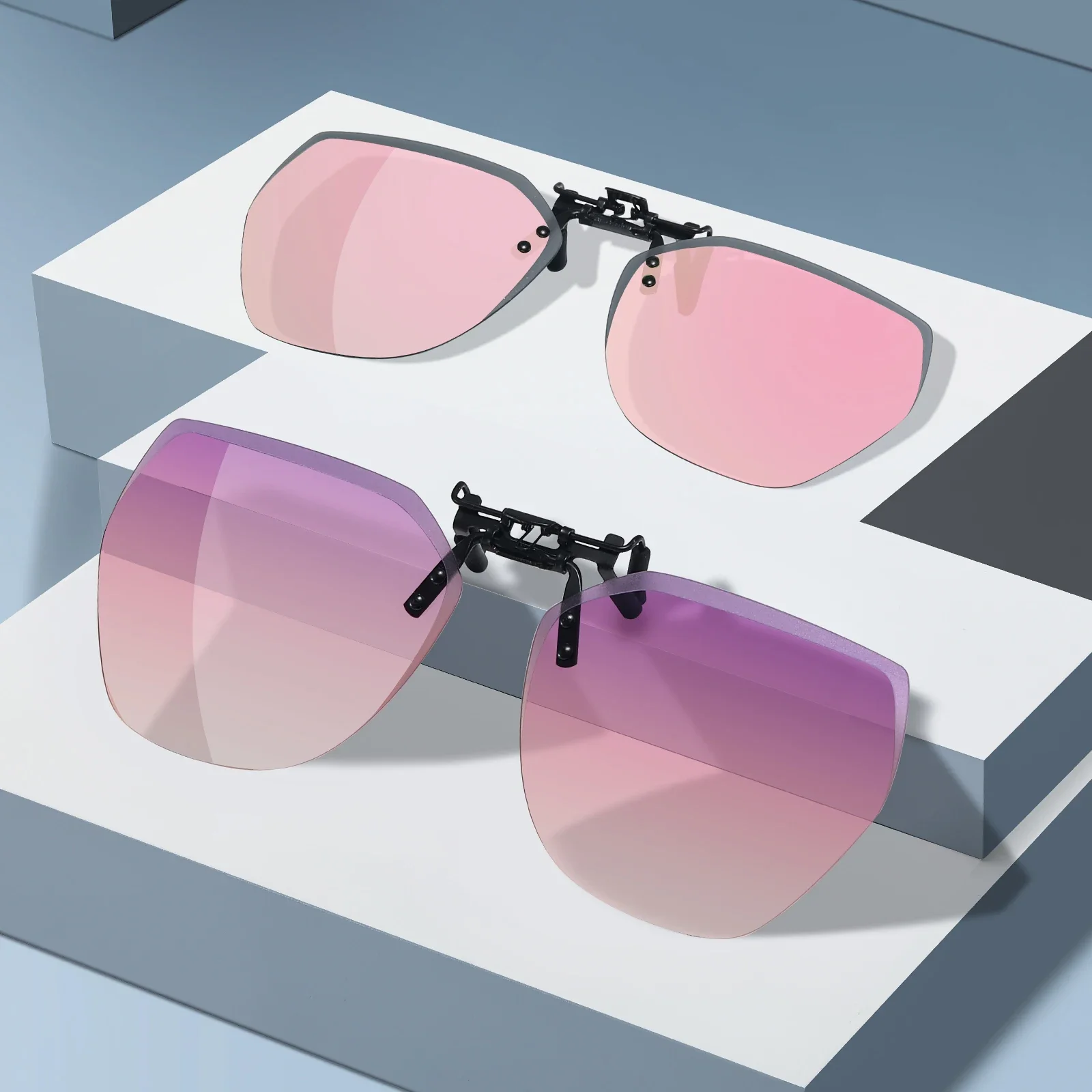 VEITHDIA New Polarized Sunglasses Clip Outdoor Rimless Sunglasses VT0B11 For Prescription Clip-on Flip Up Glasses TAC UV400 Lens
