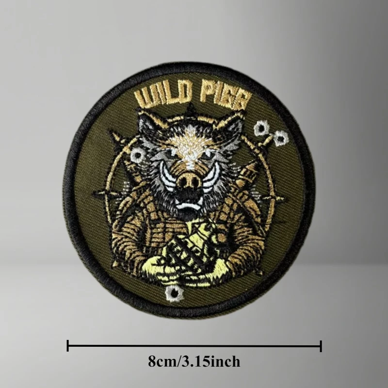 Wild Boar Embroidery Patch on ClothesTactical Morale Badge Hook and Loop  Military Patches Backpack Stickers