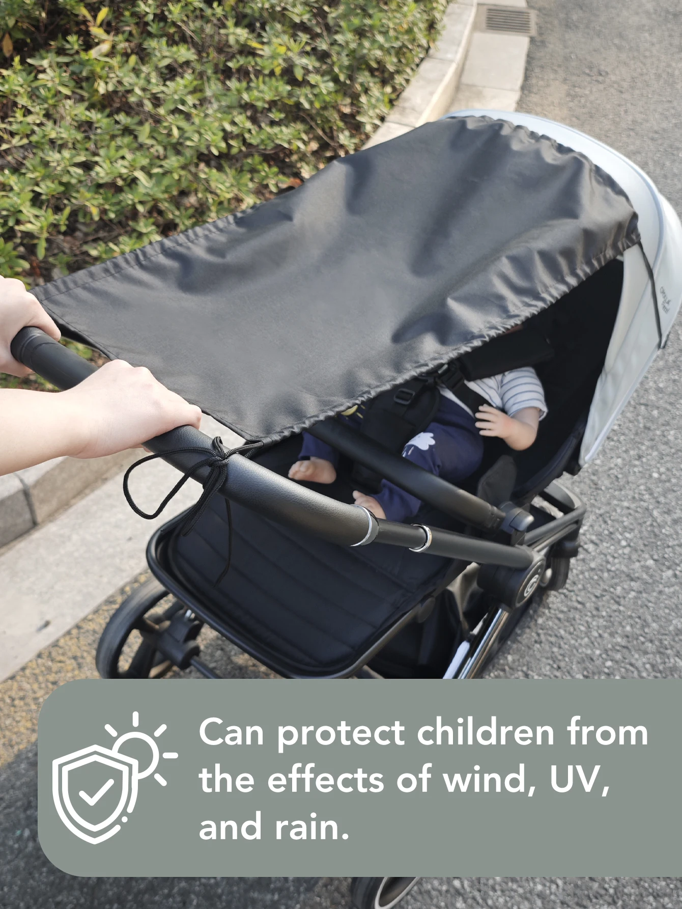 

1PC Universal Baby Stroller Sunshade UV Protection Mosquito Proof Wind & Waterproof Easy Installation for Outdoor Travel