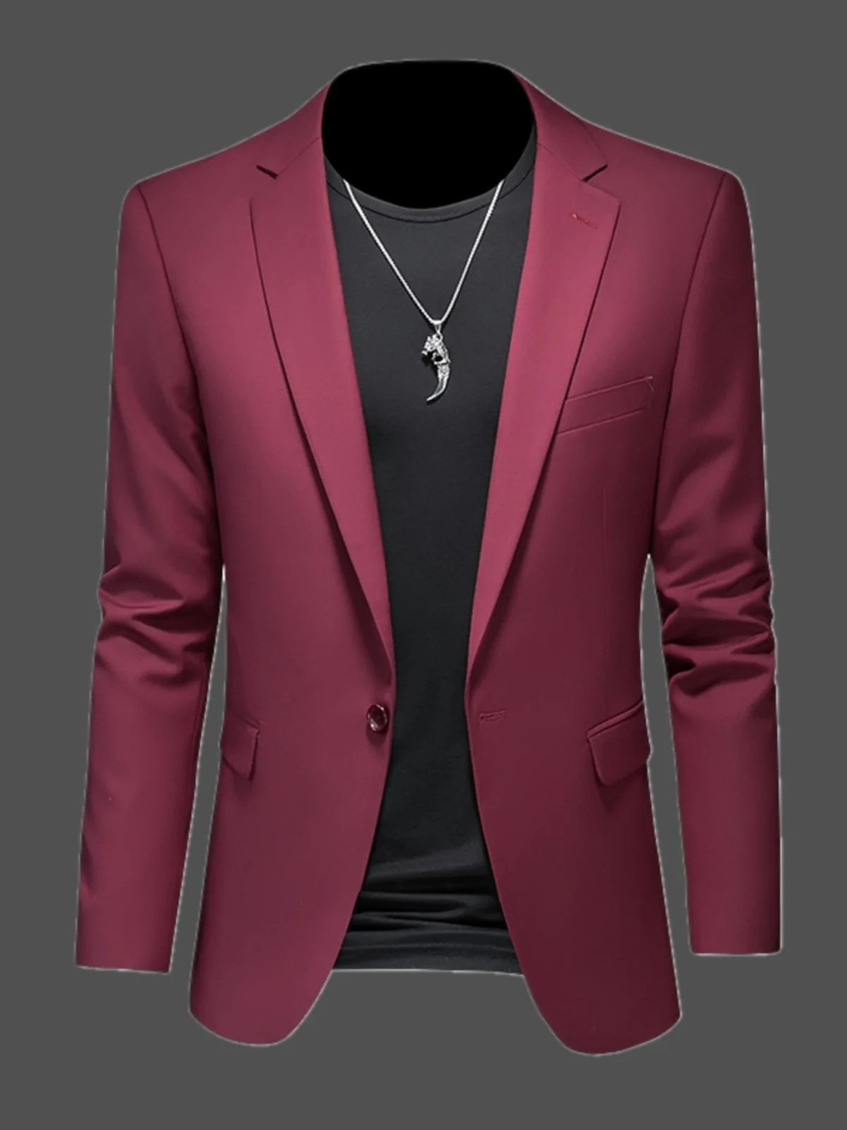 

Spring Casual Men's Single Piece Tailored Korean Sle Faionable Slim Fit Suit Jaet Double Slit Large Size Outerwear