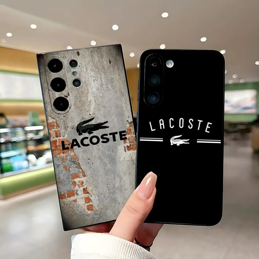 Крутой роскошный чехол для телефона бренда L-LACosTEeS для Samsung Galaxy S26 S25 S24 S23 S22 S21 Plus Ultra Fold, мягкий, черный.