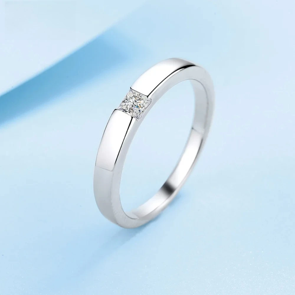 

Lovers Wedding Band 18K Gold Plated Women Men Engagement Rings 0.3CT Moissanite Diamond Girl Birthday Gift Daughter Adult's Day