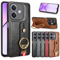 For OPPO A3X 5G New Anti-Shock Business Leather Wristband Cover Case For Oppo A3X 5G CPH2681 CNon-Slip Protective Case