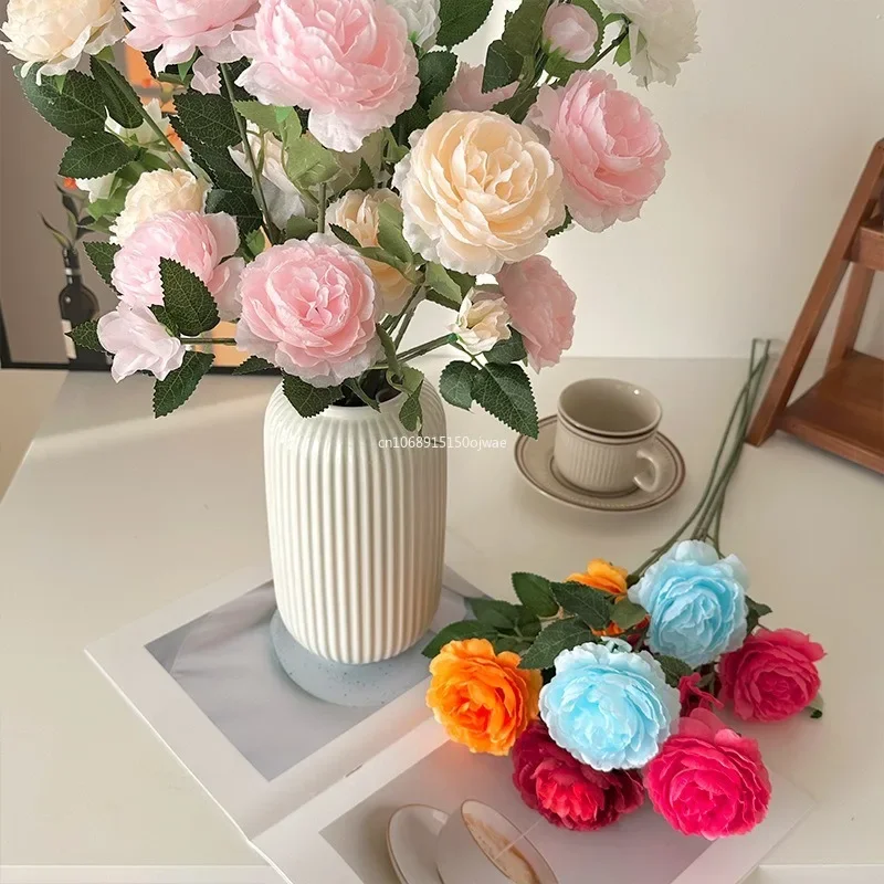 

Artificial Peony Flowers 3 Heads Pink White Peonies Silk Flower Wedding Garden Decoration Fake Flower Bouquet Peony Home Decor