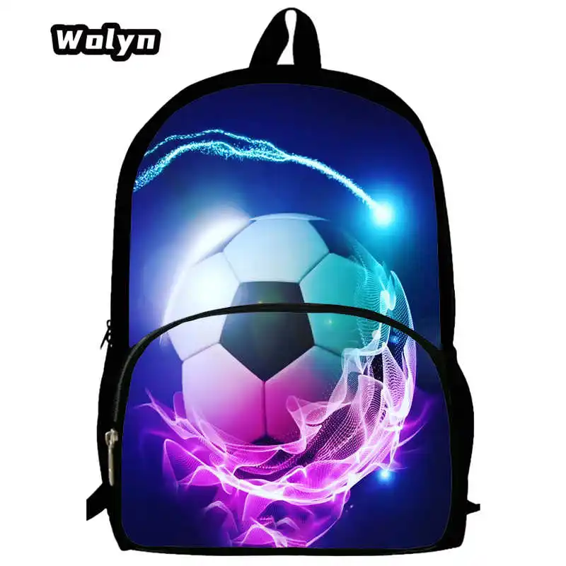 3D Football Prints School Backpack for Grade 1-3, Cartoon School Bags for Boys Girls ,Large Capacity Soccer Prints Kids Bookbags