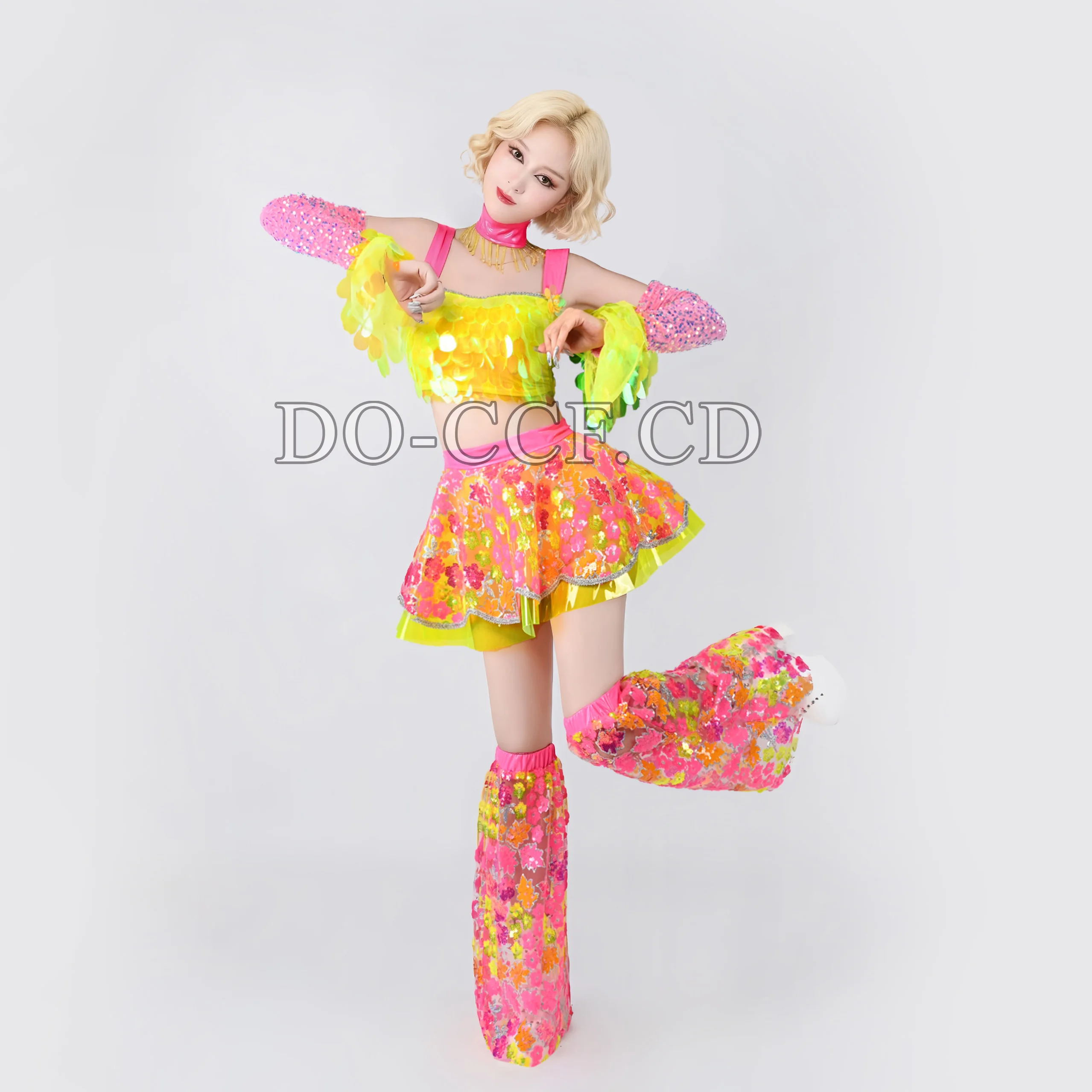 2025 مثير جوجو ملابس رقص الأصفر الوردي الفلورسنت الترتر أداء دعوى فتاة الإستعراض المرحلة ارتداء ملهى ليلي ملابس الحفلات الهذيان #3