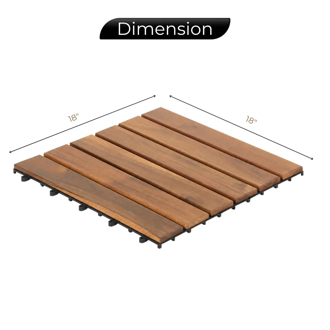 Solid Acacia Deck Tiles, 9PCS 18