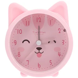 Silicone Glass Cute Cat Cartoon Alarm Clock Ear Design Decorative Table Clock Household Desktop Bedside Dorm Room Small Non