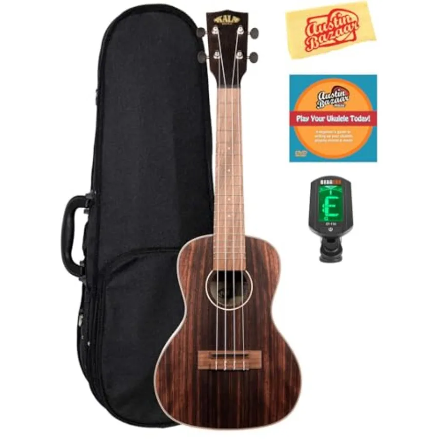 

Набор для концертного укулеле KA-EBY-C Striped Ebony с жестким чехлом, тюнером, обучающим DVD Austin Bazaar и полировочной салфеткой