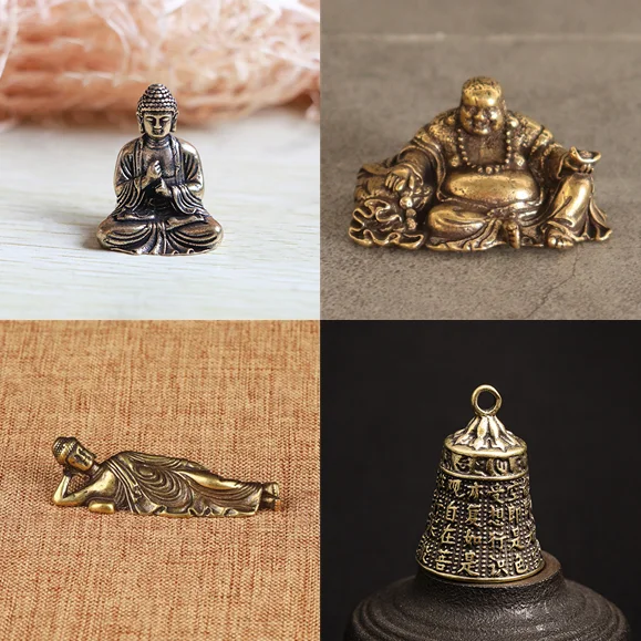 Mini Retro Golden Lying Amitabha Buddha Statue Buddha Sculpture Figurines Copper Pure Brass Home Decoration Buddha Statues