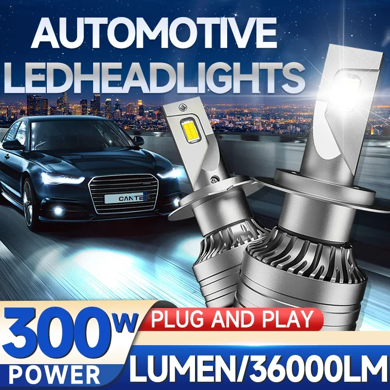 

300W 36000LM H4 H7 H11 Led Bulb Canbus H1 H8 HB3 HB4 HIR2 9005 9006 9012 H13 9007 9008 Power Car Headlight Light 6000K