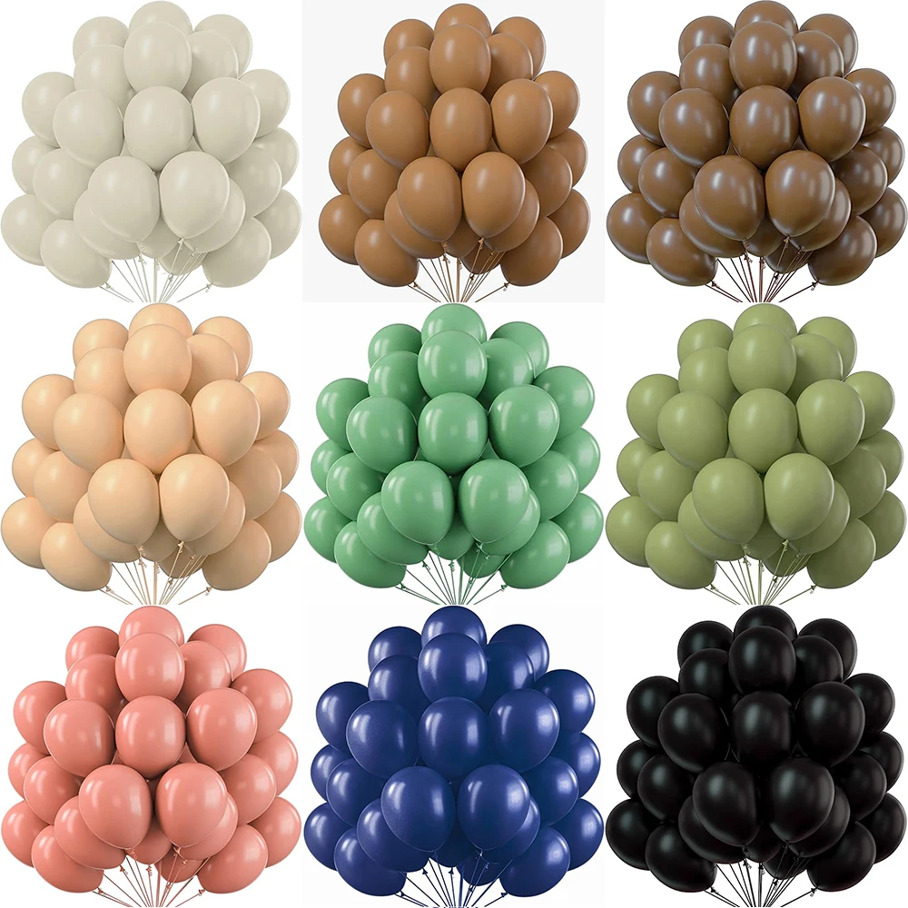 10/20/30pcs Retro Sage Green Balloons Sand White Brown Pink Latex Balloon Birthday Party Baby Shower Wedding Decoration Supplies