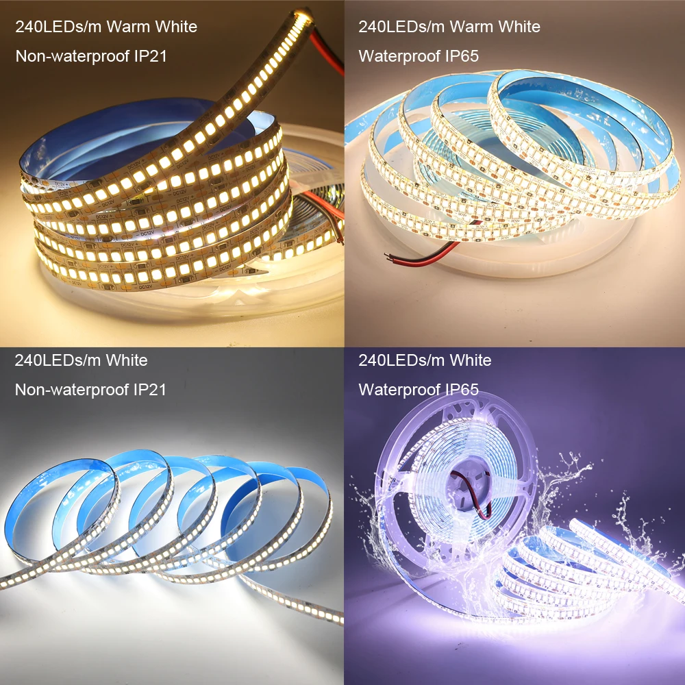12V 24V 2835 LED Strip 5m 10m 15m 20m Tape Light Ribbon Flexible String 120/240/480 LED Cold Warm Natural White Home Decor