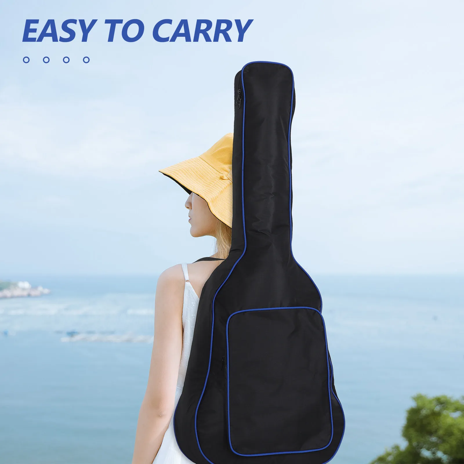 

Рюкзак для акустической гитары, водонепроницаемый, с утолщенной подкладкой, большим передним карманом, для гитары 41 дюйм, сумка для путешествий, выступлений на открытом воздухе, гиг-бэг