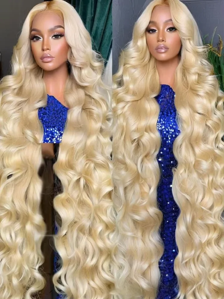 250%密度 30 40 42インチ 613 ハニーブロンド 13x6 HDレースフロント人毛ウィッグ ブラジル産ボディウェーブレースフロントウィッグ 女性用