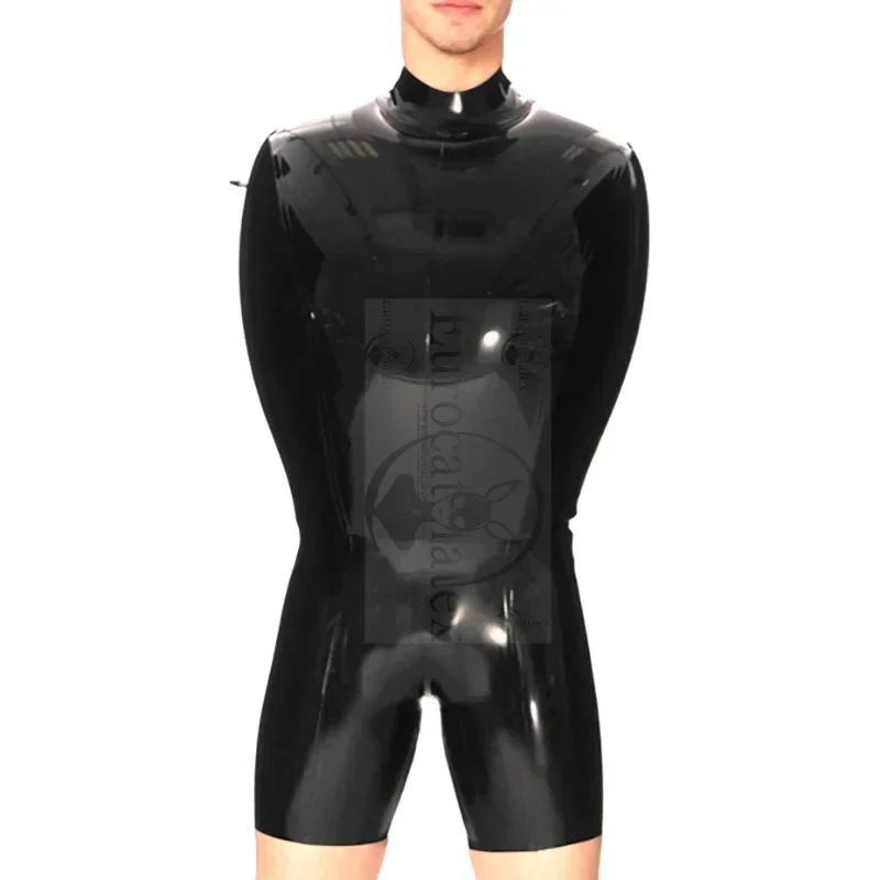 Black Sexy Inflatable Latex Bodysuit With Zippers At Back Sleeveless Rubber Surfsuit Leotard Catsuit Swimsuit