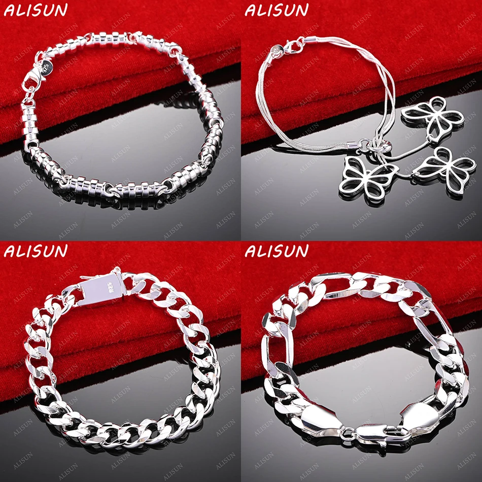 

ALISUN 925 Sterling Silver Bracelet Geometric For Women Men Fashion Jewelry Charm Grace Noble Wedding Accessories