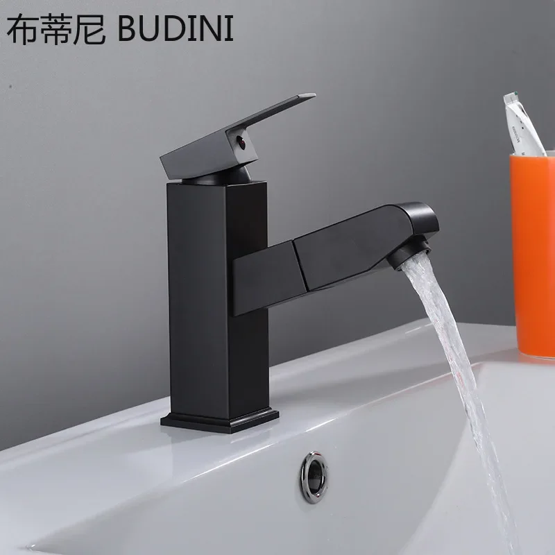 

Kitchen sink faucet pull-out flexible dual-mode spray and spray nozzle faucet stainless steel hot and cold water mixing faucet