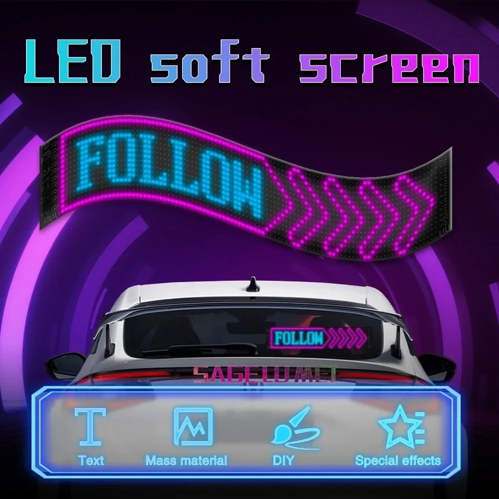 Programável LED Painel Matrix Pixel, DIY Sinal Do Carro, Animação Display Flexível, Ad Truck Evil\'s Eye Light, Multilingual