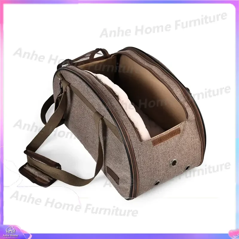 Durable Outdoor Artificial Linen Pet Carrier Bag for Small Medium Dogs Cats Fashion Airline Approved Travel Transport Crate