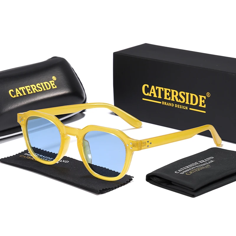 CATERSIDE Retro Polarisierte Sonnenbrille für Herren, ultraleichter TR90-Rahmen, Polygon-Sonnenbrille für Damen, hochwertige Outdoor-Reisebrille
