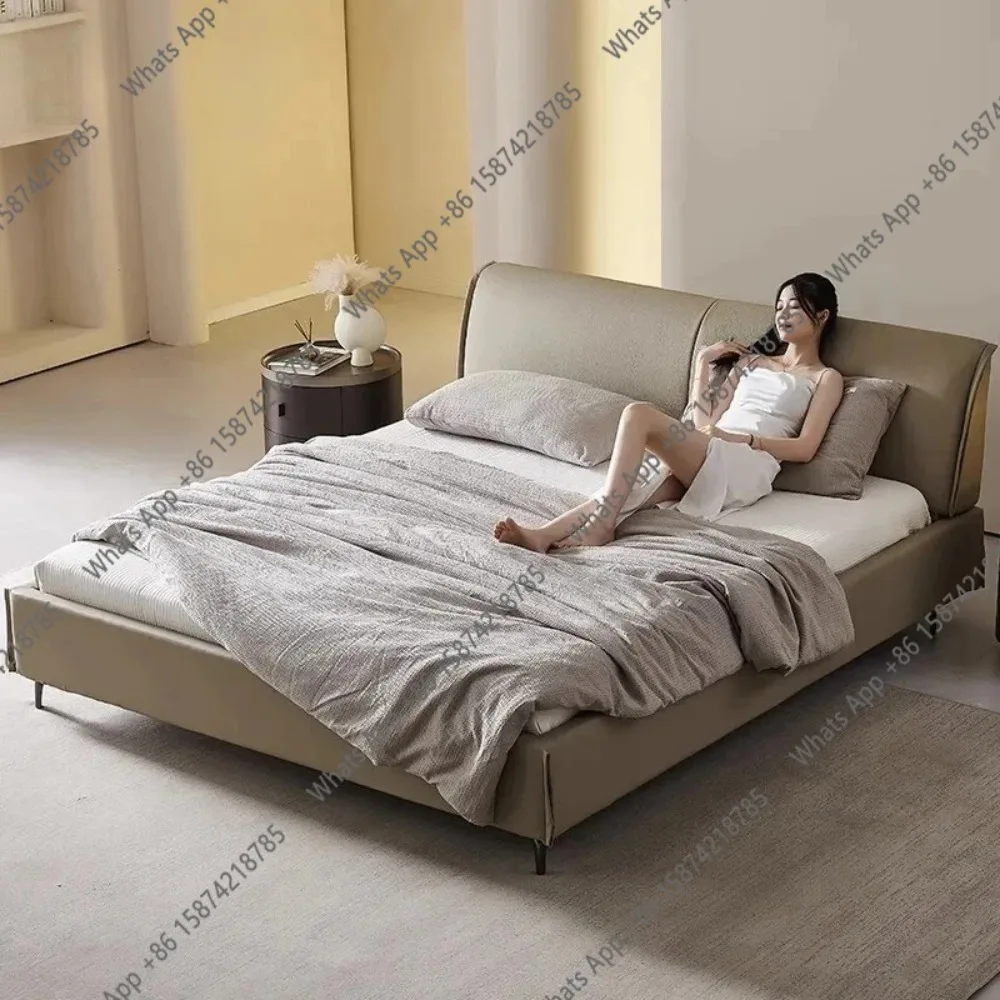 I A Modern Minimalist Soft Bed Leather Bed Queen Master Bedroom Soft Wedding  Creative Double  King Bed