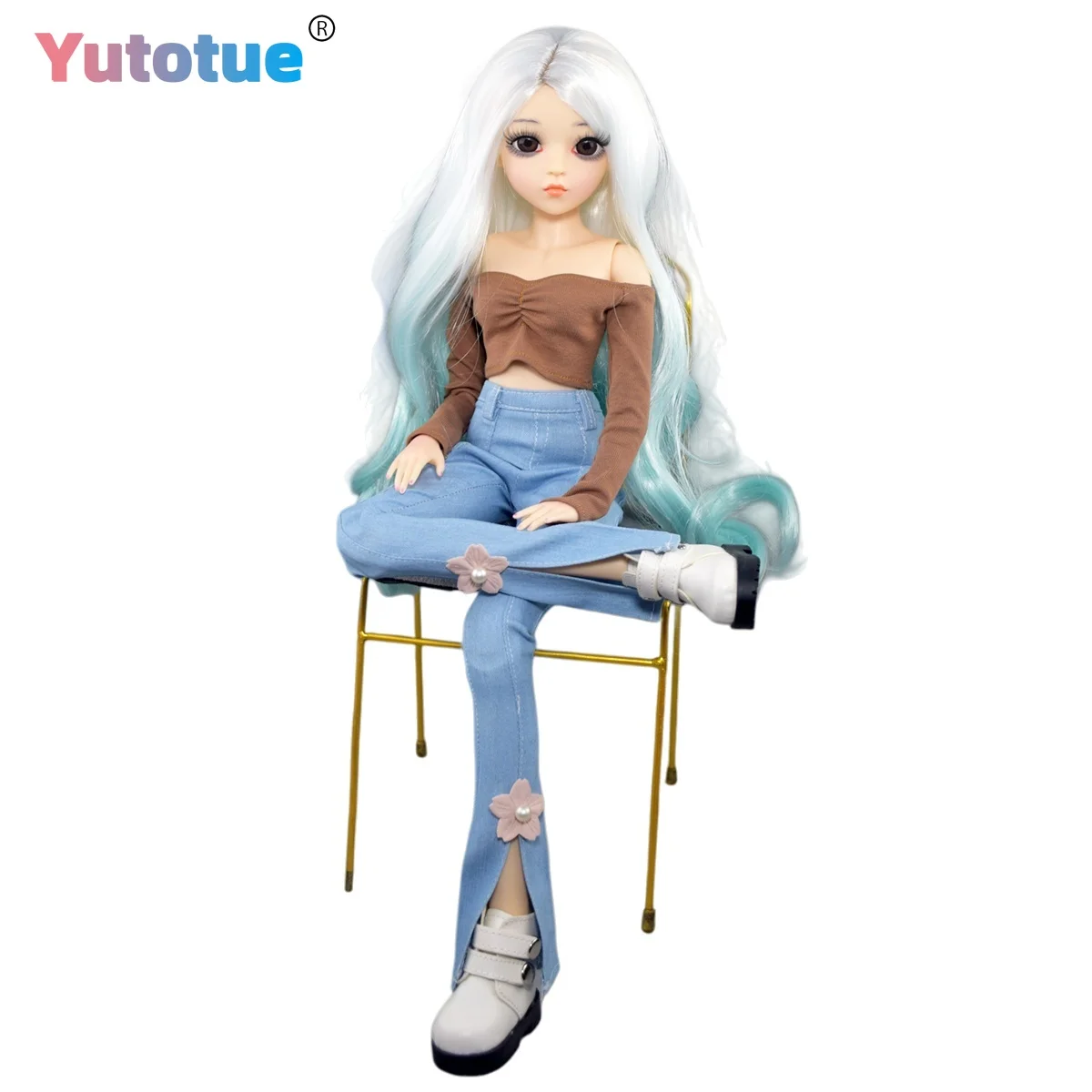 

YUTOTUE 60cm Height Girl Doll with Fashion Outfits Gradient Curly Wig 1/3 Scale BJD Doll Toy
