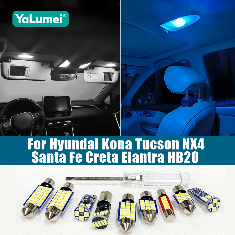

Светодиодные аксессуары для внутреннего освещения автомобиля Hyundai Kona, Tucson NX4, Santa Fe, Creta, Elantra, HB20 2018-2024 годов выпуска