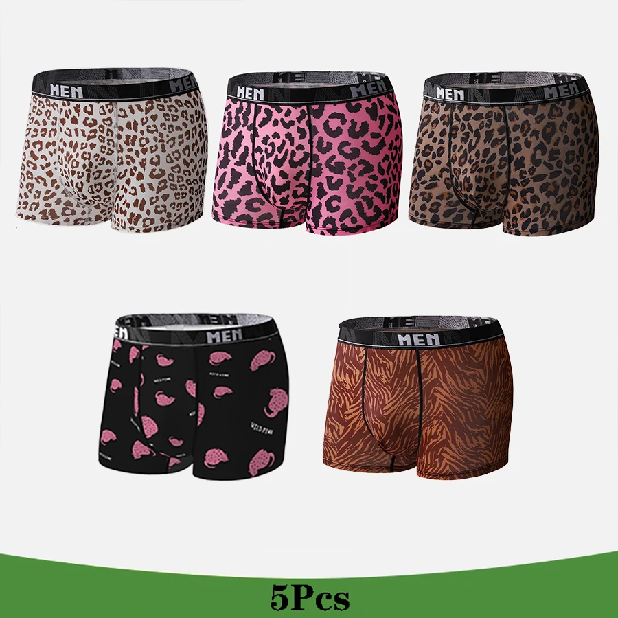 

Hot Men Underpants Polyester Boxer Briefs Brand Sexy Male Panties Breathbale Printed Shorts U Convex Plus Size L-3XL