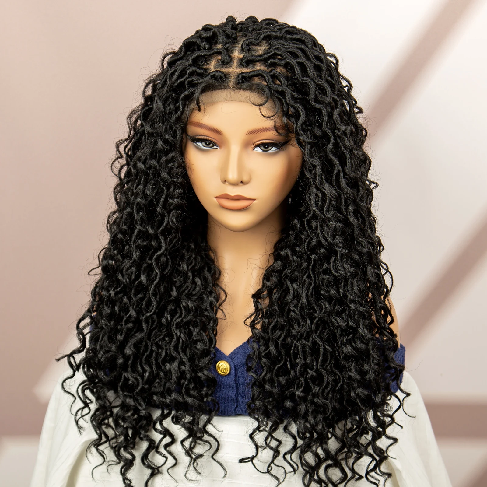 Lace Front Braided Wigs Twisted Braiding Hair Wigs 26 Inches Box Braids Wigs with Baby Hair for Black Women Natural Color Braids