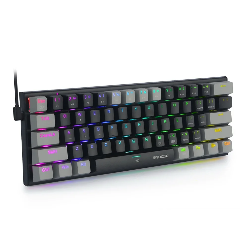 Go! 61 Keys Mechanical Keyboard Game Keypad RGB Backlight Type-C USB Wired Waterproof 60% PC Gaming Keyboard for PC Desktop